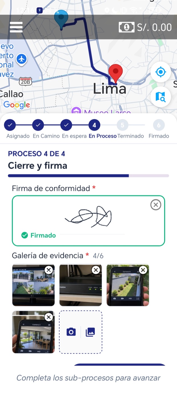 Cierre y firma: prueba del sistema y firma del cliente