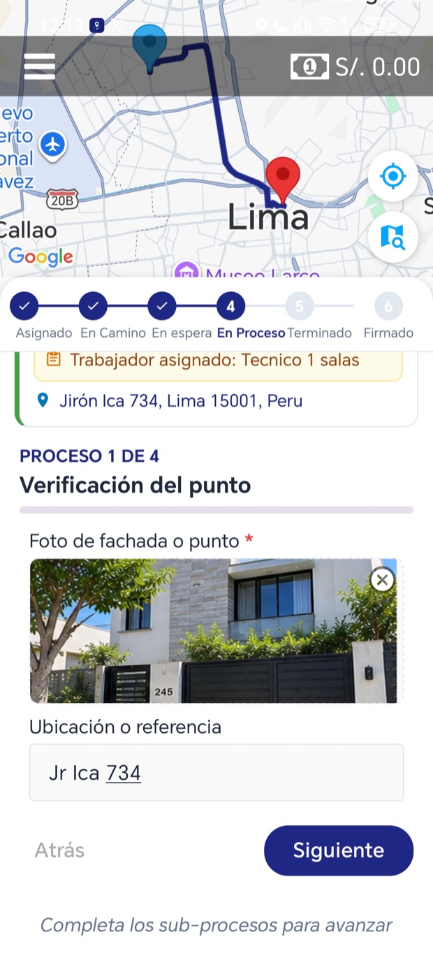 Verificación del punto: foto de la fachada y ubicación de referencia