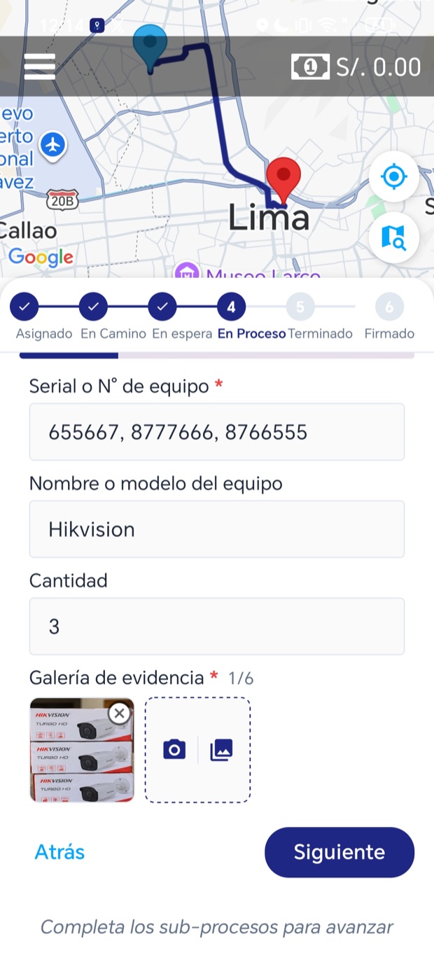 Serie, modelo y cantidad de las cámaras (Hikvision) con foto de los equipos