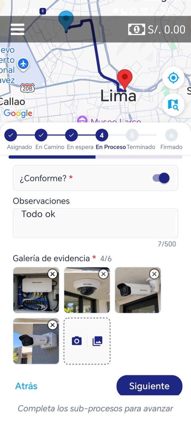 Cámaras instaladas y checklist de conformidad