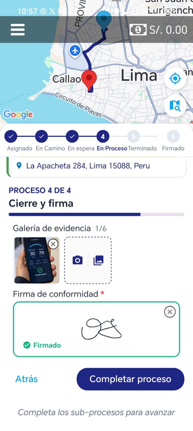 Cierre y firma: test de velocidad y firma de conformidad del cliente