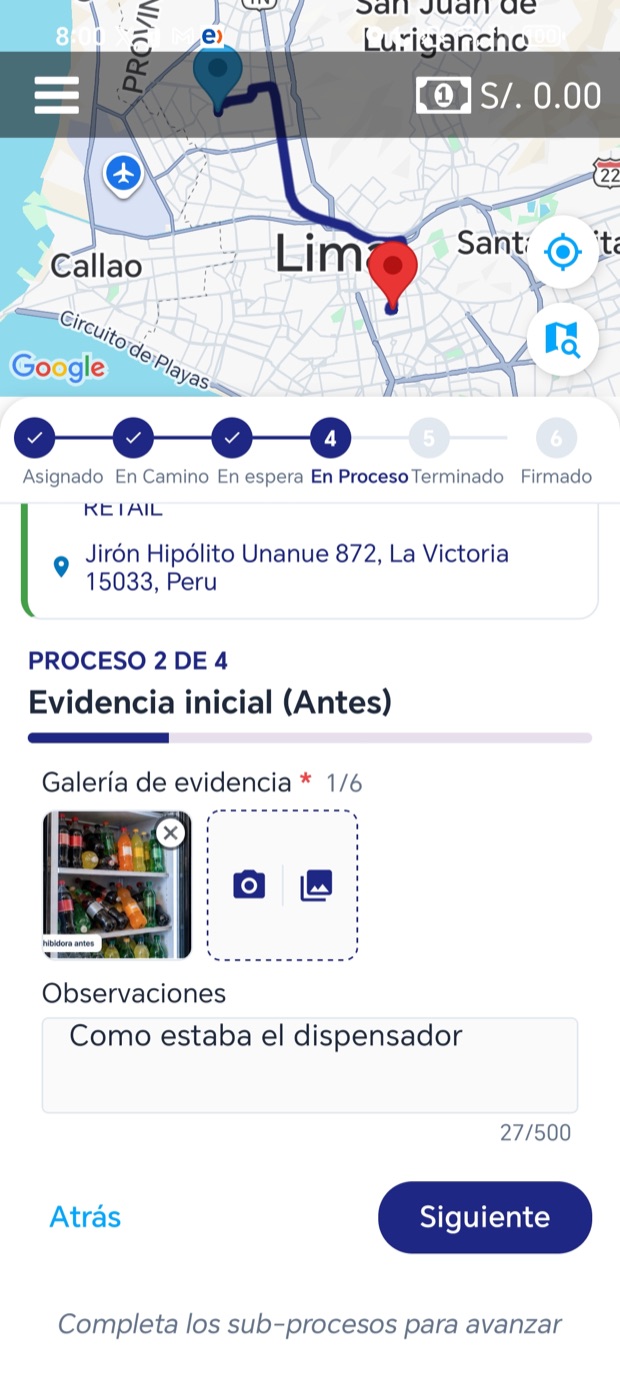 Evidencia inicial: foto de la exhibidora antes de ordenar en la bodega